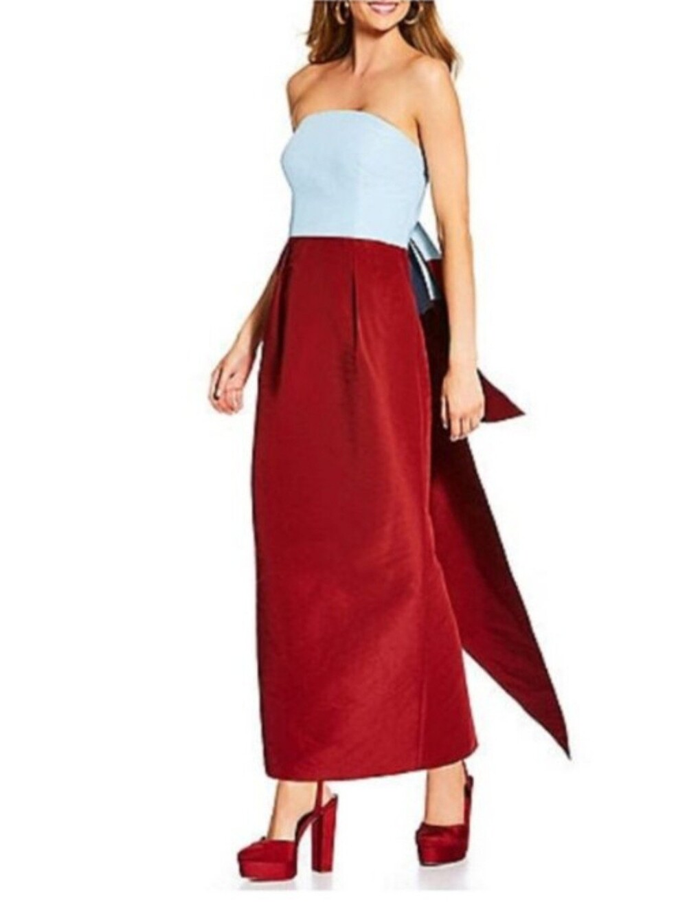 Antonio Melani x The Nat Note Delfina Color Block Taffeta Strapless Dress